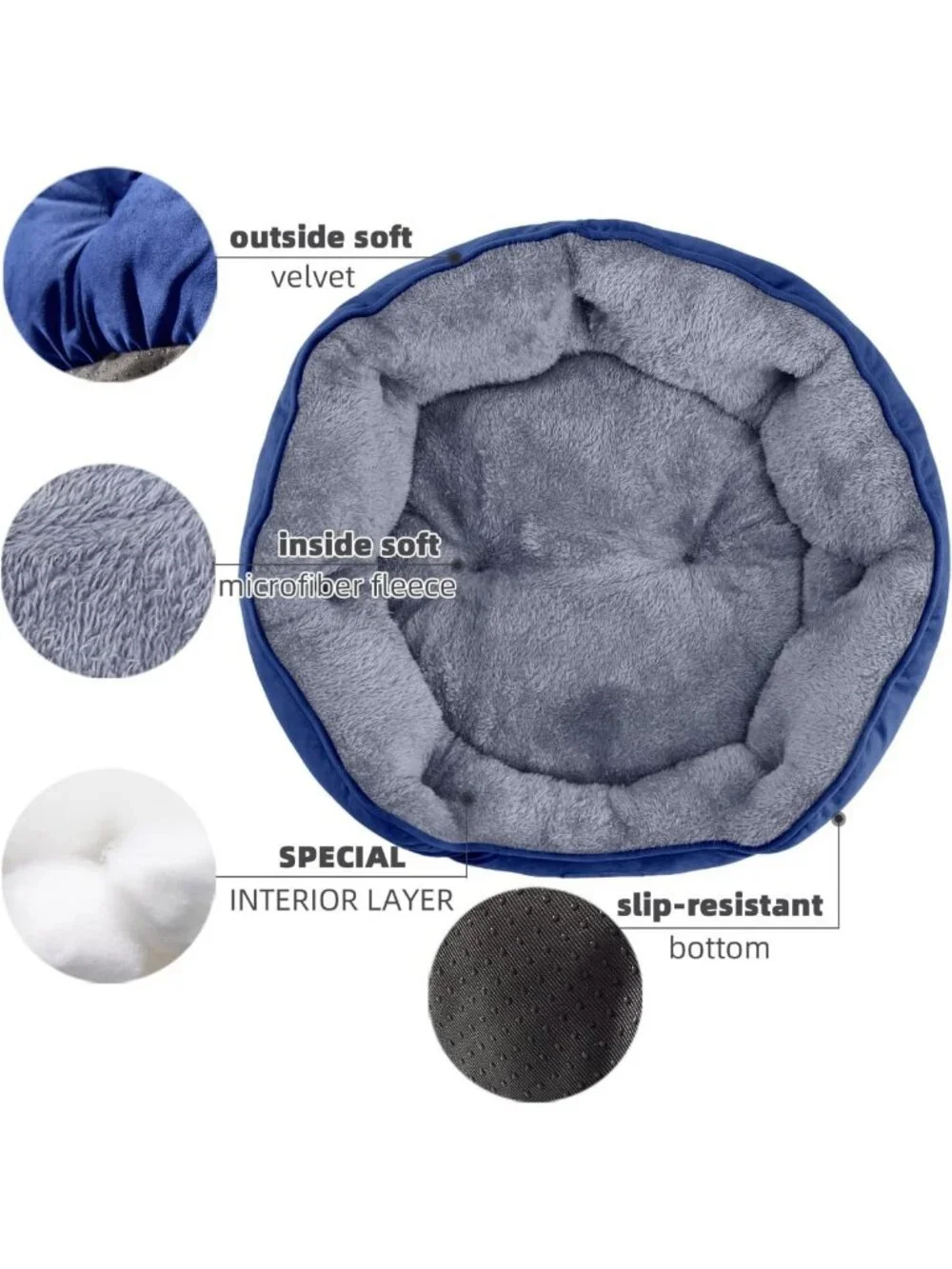 Cozy Small Dog & Cat Bed, Soft Machine Washable, Anti-Slip, Water-Resistant, 20